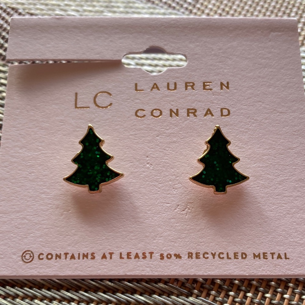 LC Lauren Conrad Christmas Tree Earrings